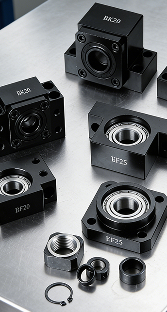 Soportes y accesorios para tornillos de bola